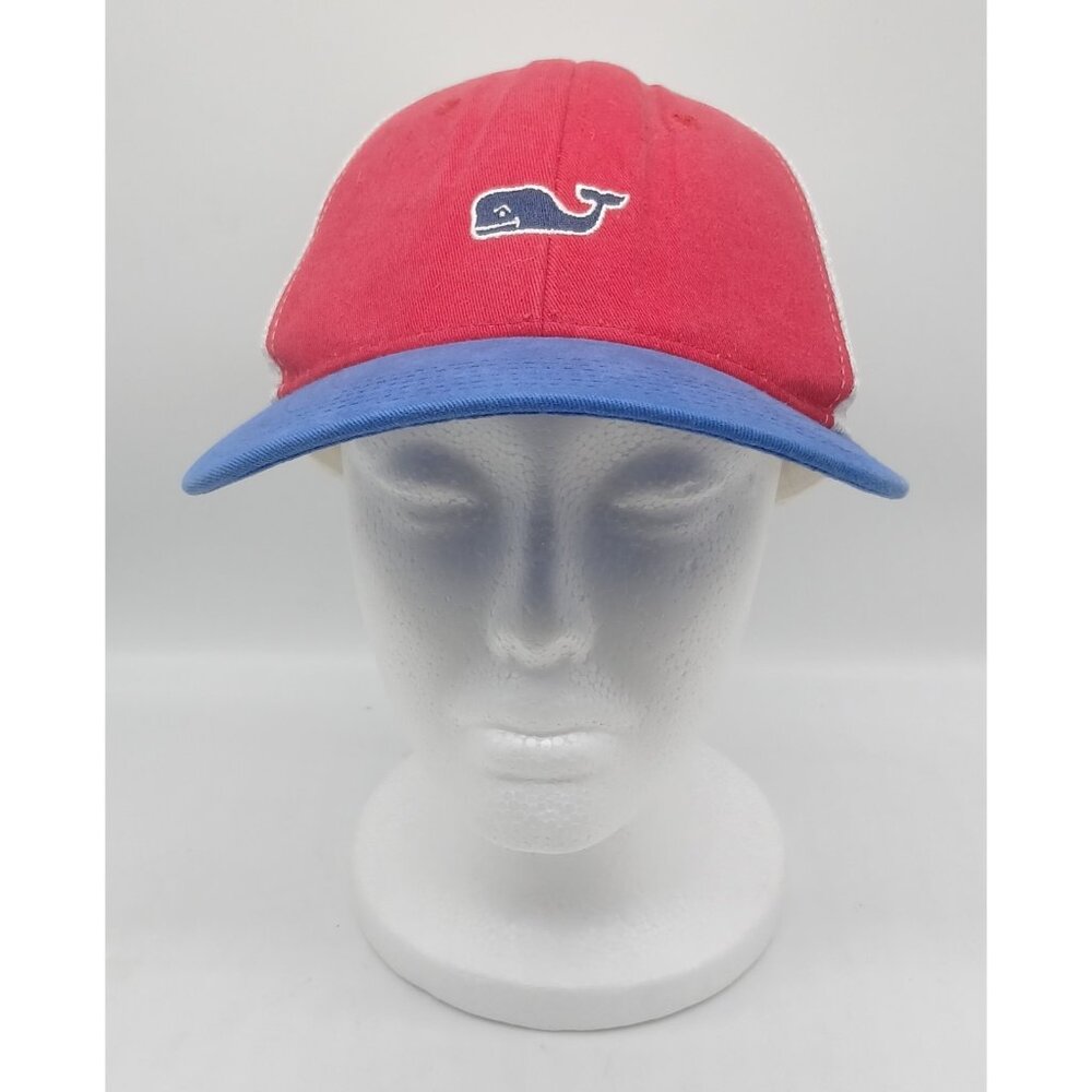 Vineyard Vines Whale Logo Hat Snap Back White Red Preppy Trucker Mesh Men's Cap